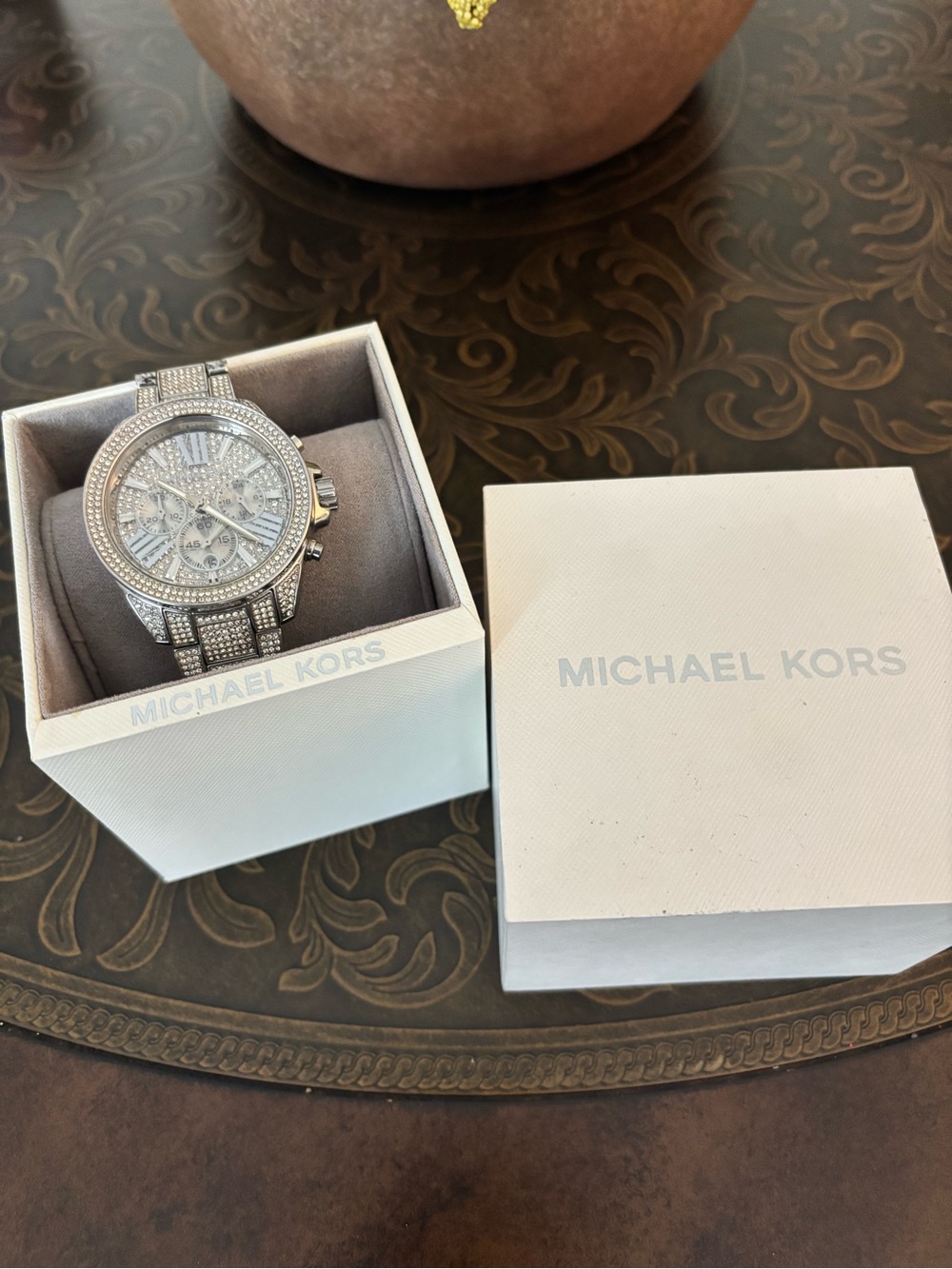 Michael Kors Silver Crystal Pavé Chronograph Watch - Picture 4 of 5